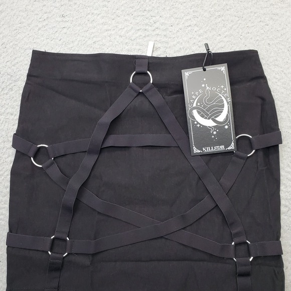Killstar Harness Ur Power Mini Skirt Womens M Black Gothic Pentagram Back Zip - Picture 7 of 8